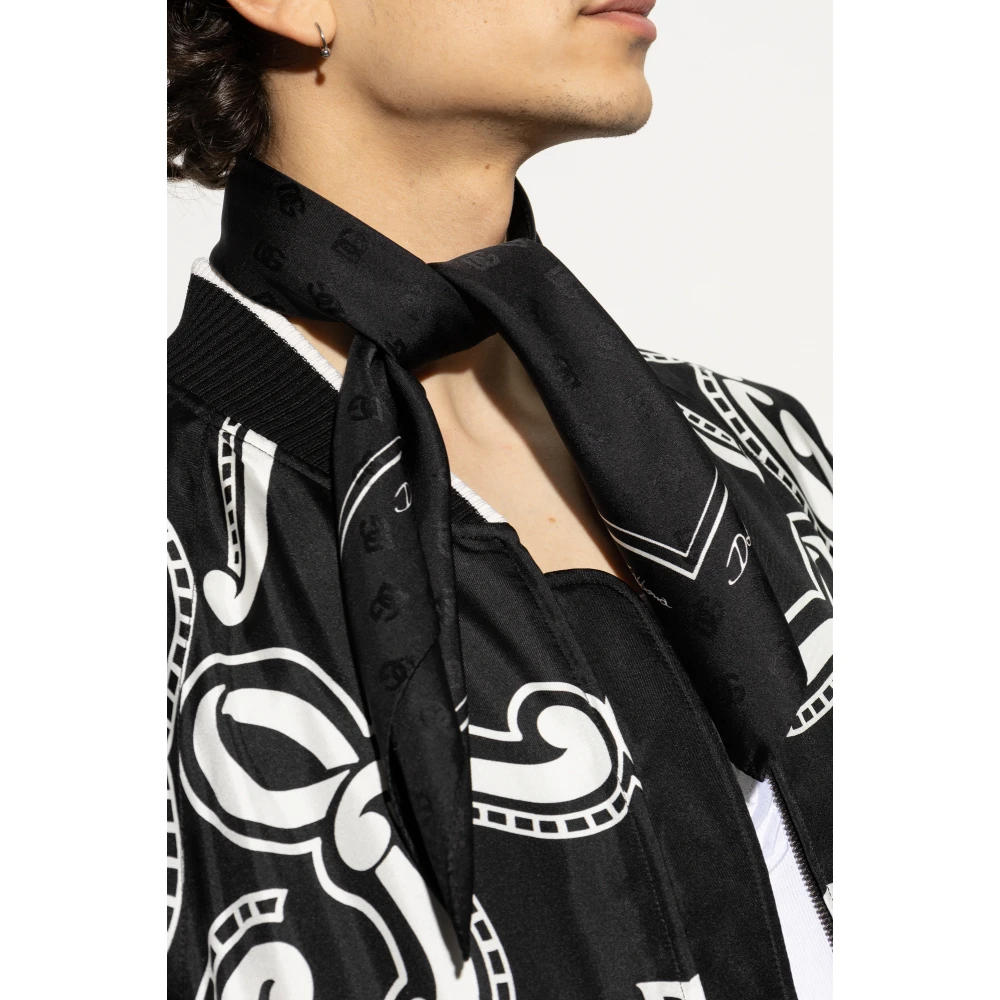 Dolce & Gabbana Zijden sjaal met monogram Black Heren