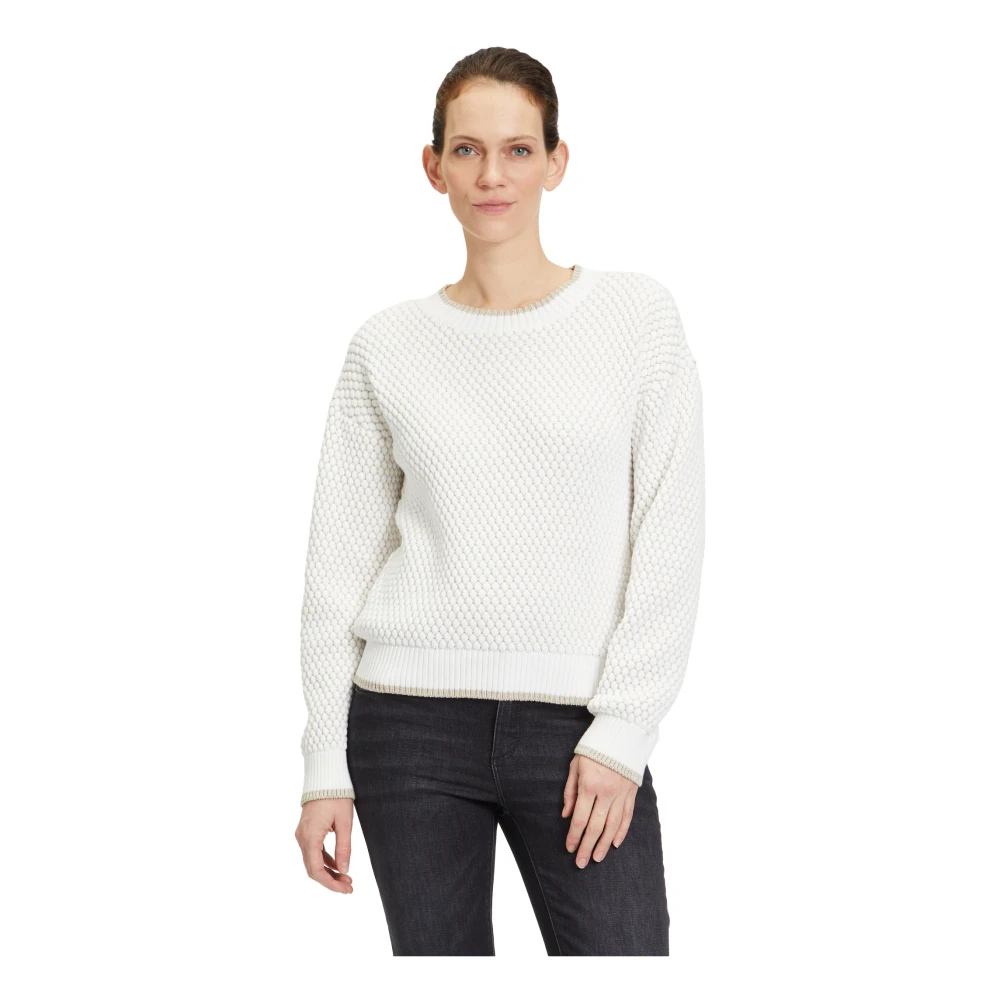 Betty & Co Gestreepte Gebreide Trui White Dames