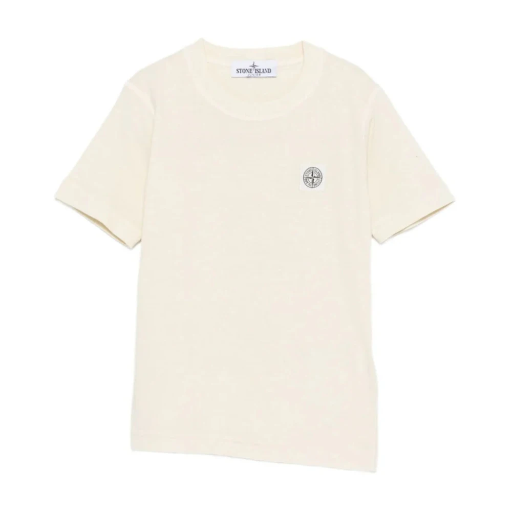 Stone Island Unisex Kids Beige Compass Patch T-Shirt - Kids Short Sleeve T-Shirts - 10 Y - Kids
