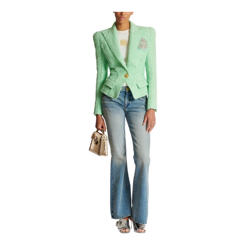 Balmain Jolie Madame Tweed Jacket Green Dames