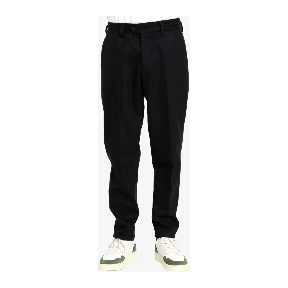 PT Torino Zwarte Wol Kasjmier Flanel Wortelbroek Black Heren