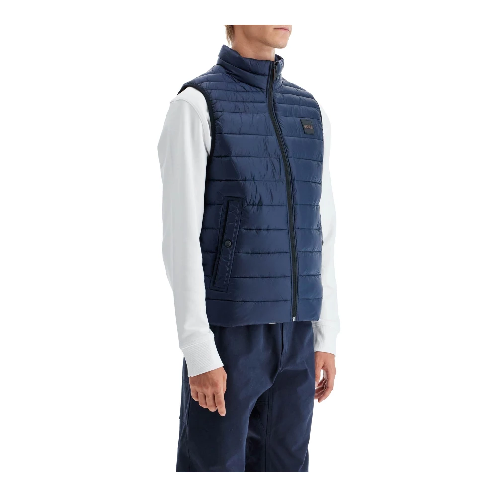 Boss Gewatteerde Vest met Opstaande Kraag Blue Heren