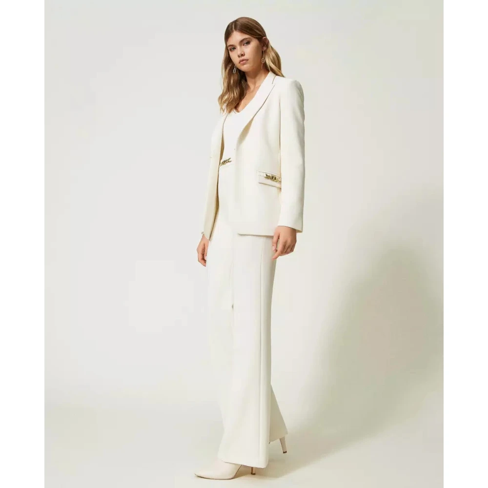 Twinset Wijde broek met ovale ketting Beige Dames