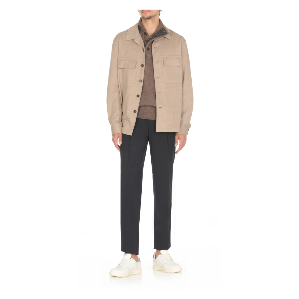Ermenegildo Zegna Beige Cashmere Overshirt met Kraag Beige Heren