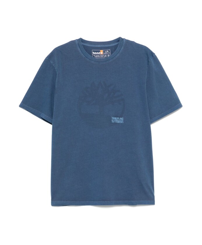 blue-logo-print-crew-neck-t-shirts