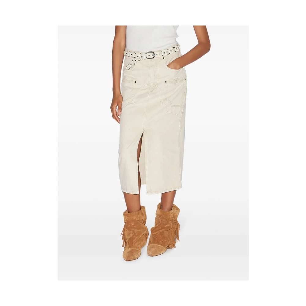 Isabel marant Ecru Denim Rok met Zakken Beige Dames