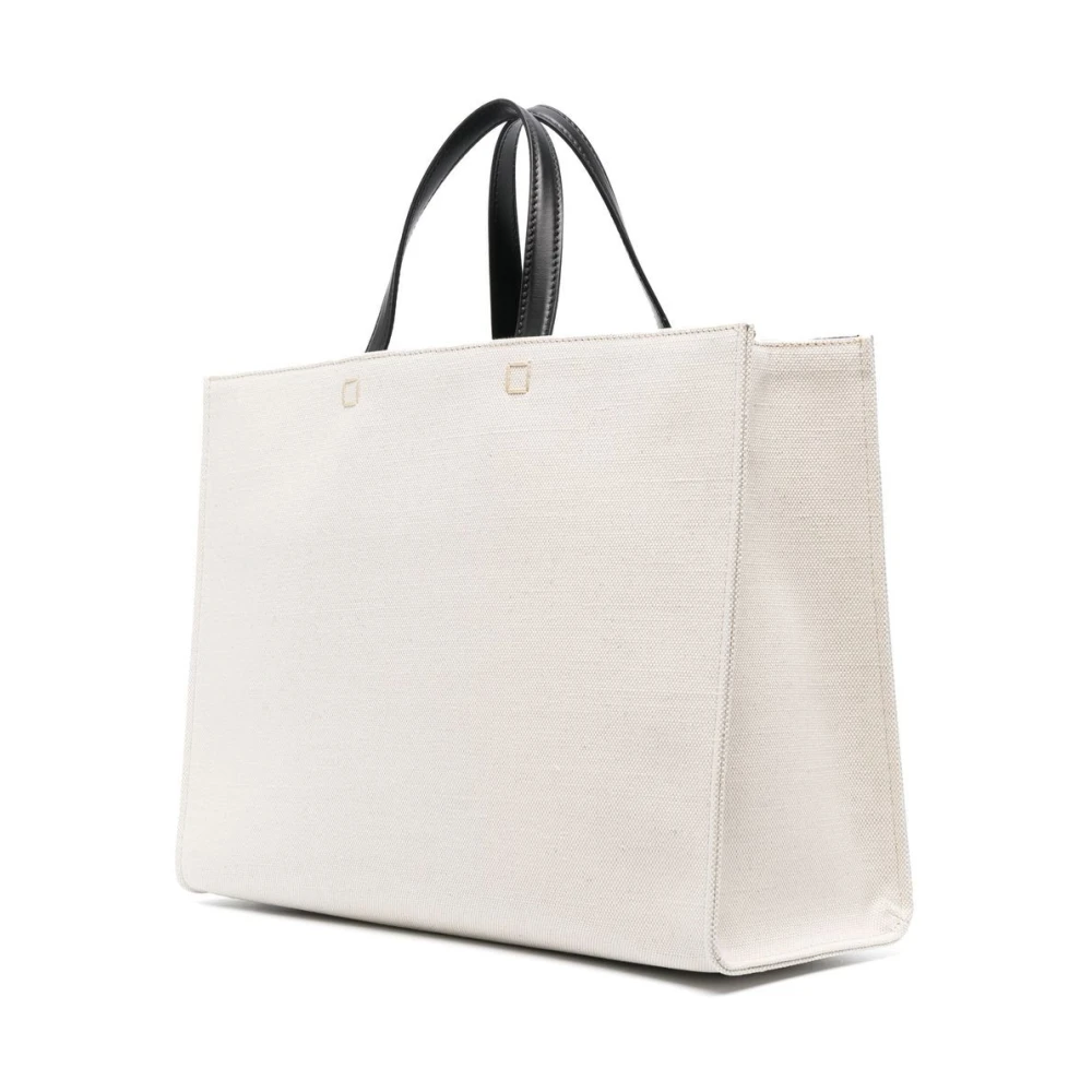 Givenchy Beige Canvas Tote Bag met Logo Print Beige Dames
