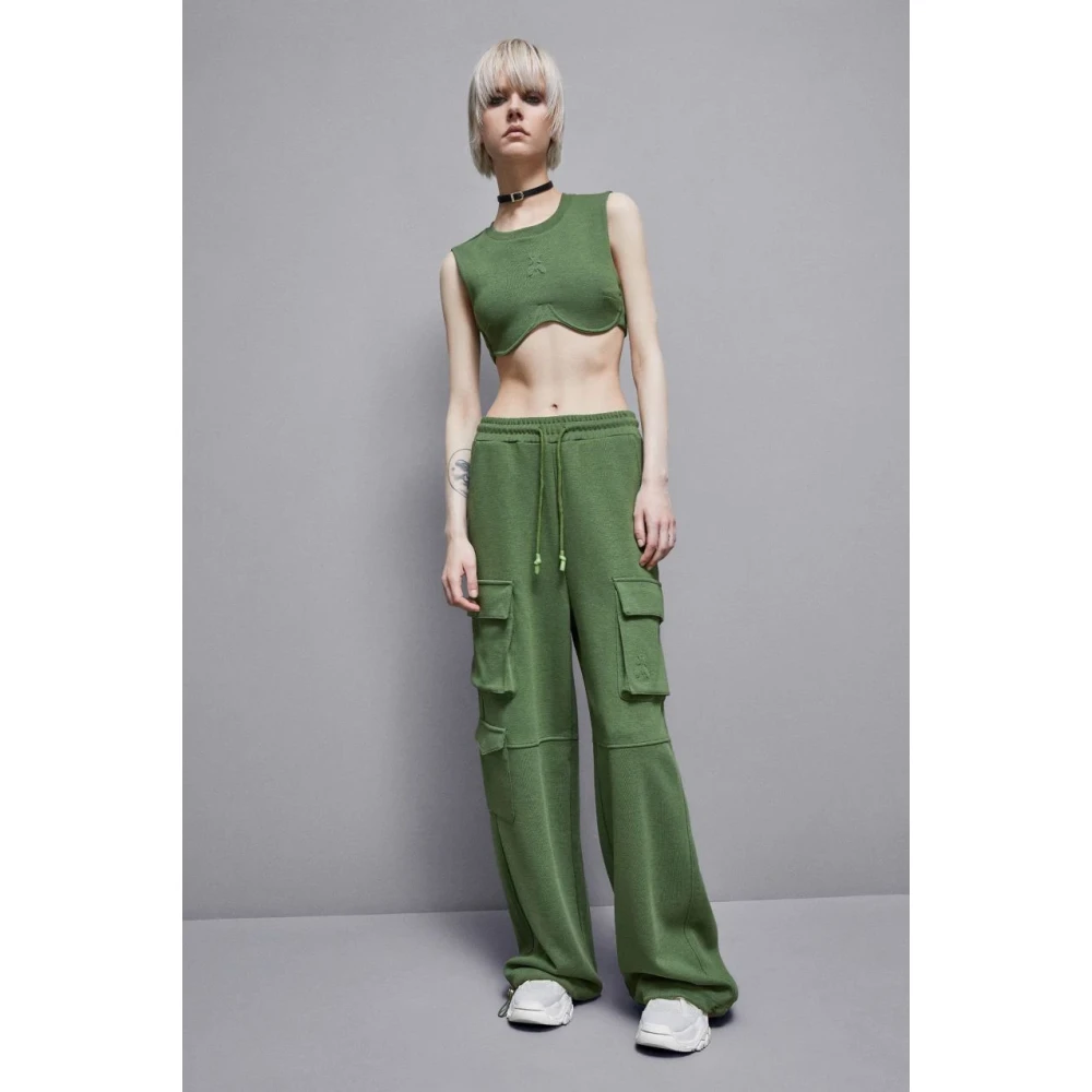 PATRIZIA PEPE Levendige cropped katoenen top Green Dames