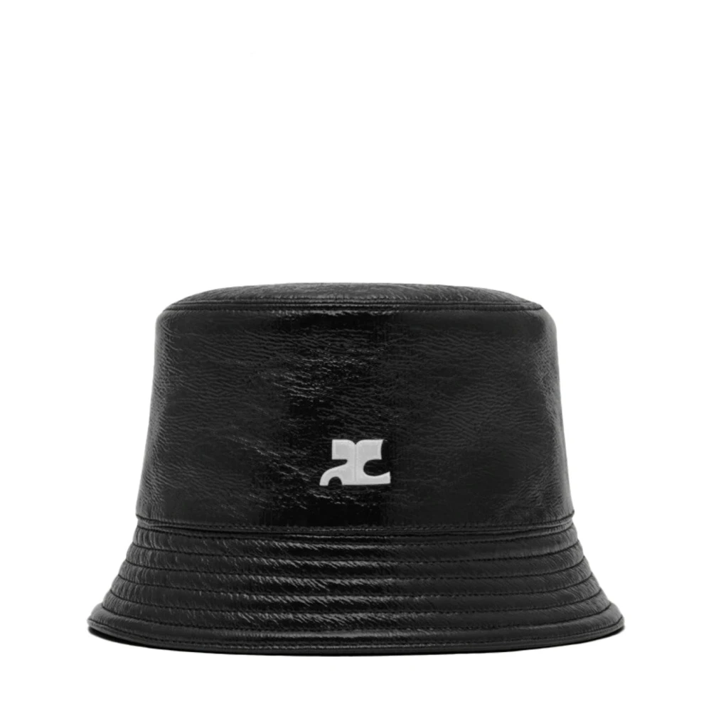 Courrèges Vinyl Bucket Hat met Glanzende Afwerking Black Dames