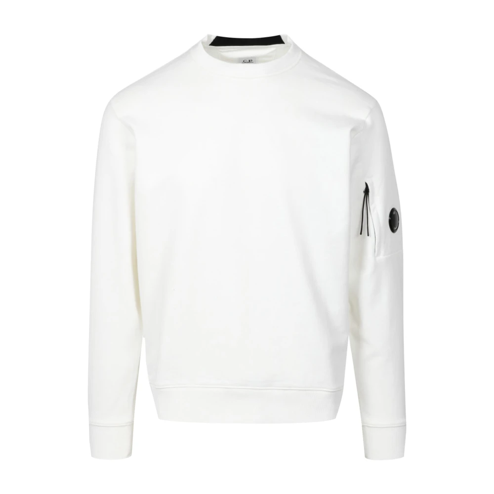 C.P. Company Heren Sweatshirt. Geborduurd logo. Zacht interieur. White Heren