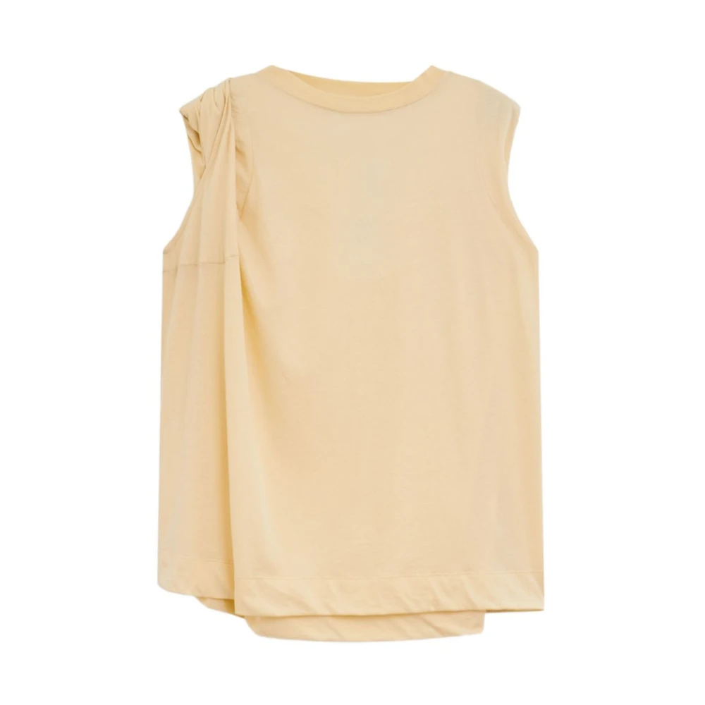 Dries Van Noten Vrouw Beige Tops Dames, M, Nylon, Zijden Top Zonder Mouwen