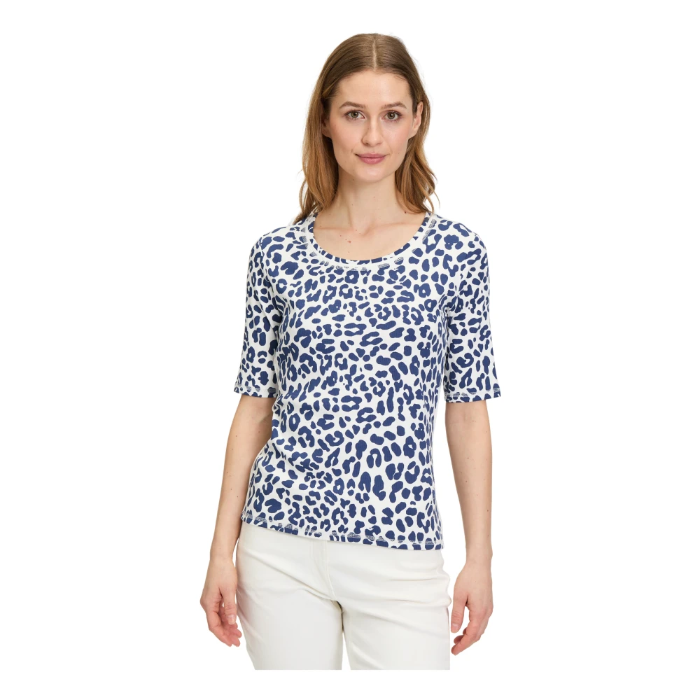 Betty Barclay Geribbeld Basic T-shirt met dierendesign White Dames
