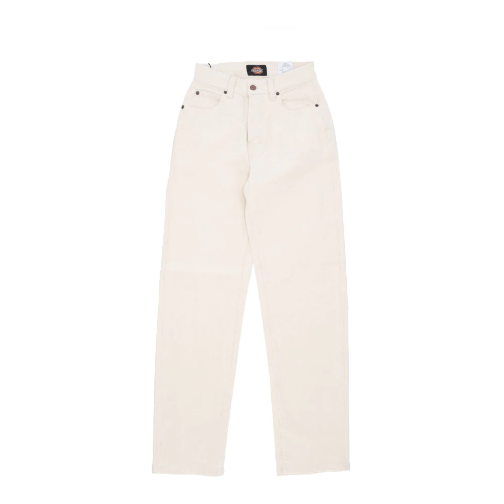 Dickies Women's Beige Straight Fit Jeans, W27, Ecru Denim Wide Leg Jeans
