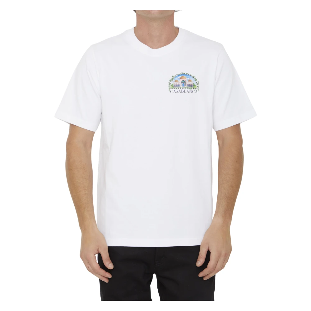 Casablanca Wit Biologisch Katoenen T-Shirt met Vue De Damas Print White Heren