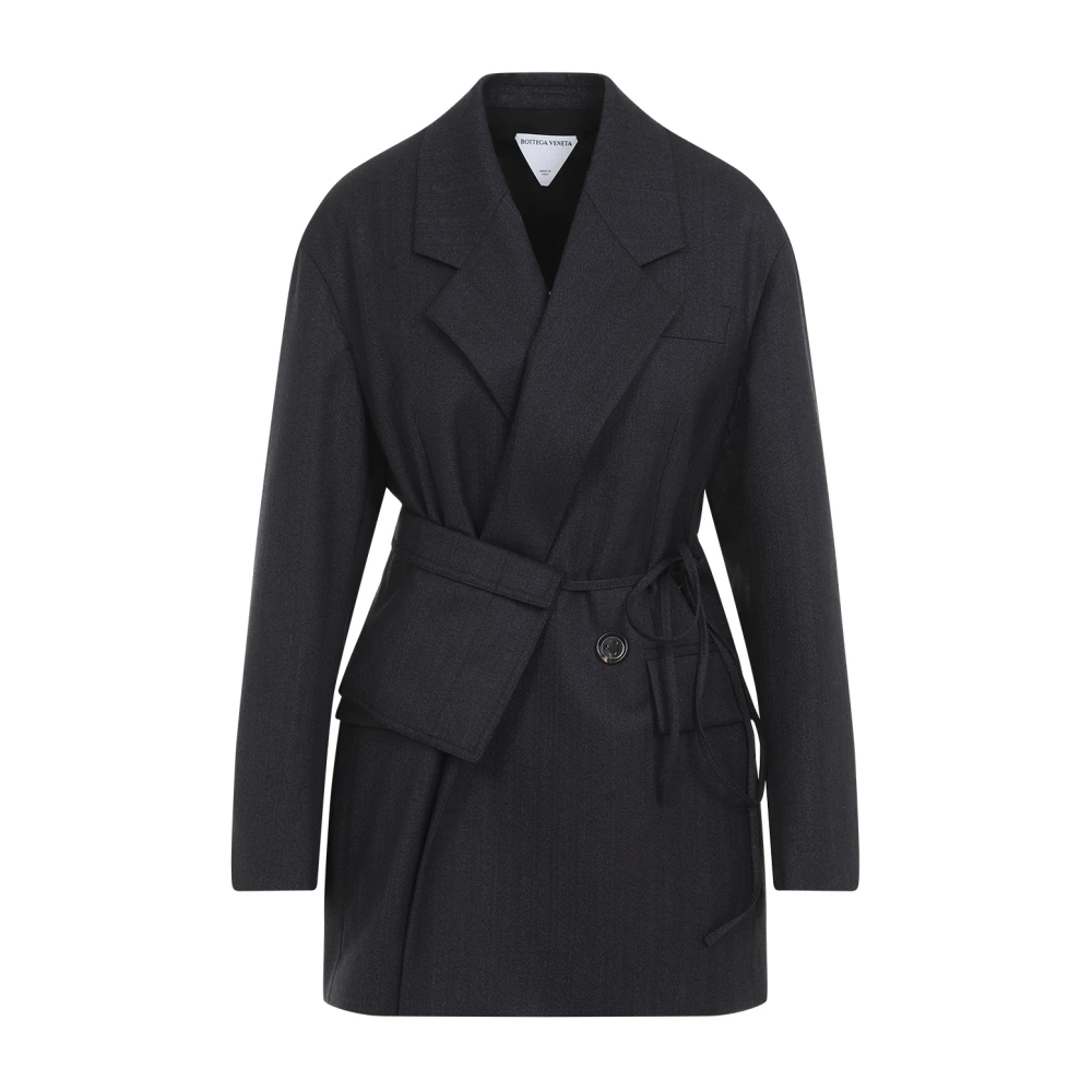 Bottega Veneta Blauwe Wollen Jas Aw24 Blue Dames