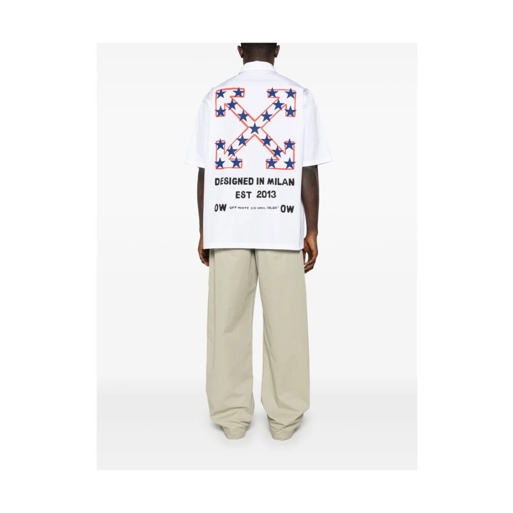 Off White Witte Shirt met Geborduurd Logo Korte Mouwen White Heren
