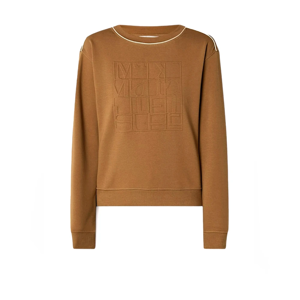 Max Mara Katoenen Jersey Sweater met Ribdetails Brown Dames