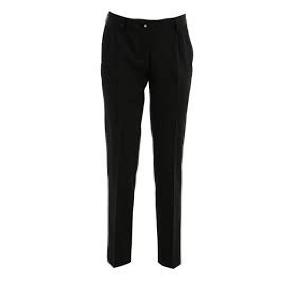 Dolce & Gabbana Zwarte Stretch Wollen Canvas Broek Black Dames