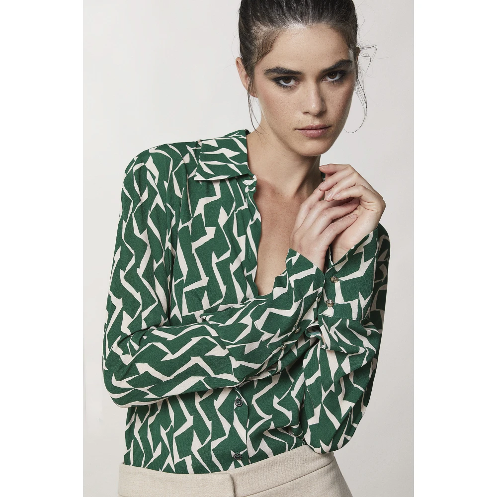 PATRIZIA PEPE Shirt geometrisch groen print shirt Green Dames