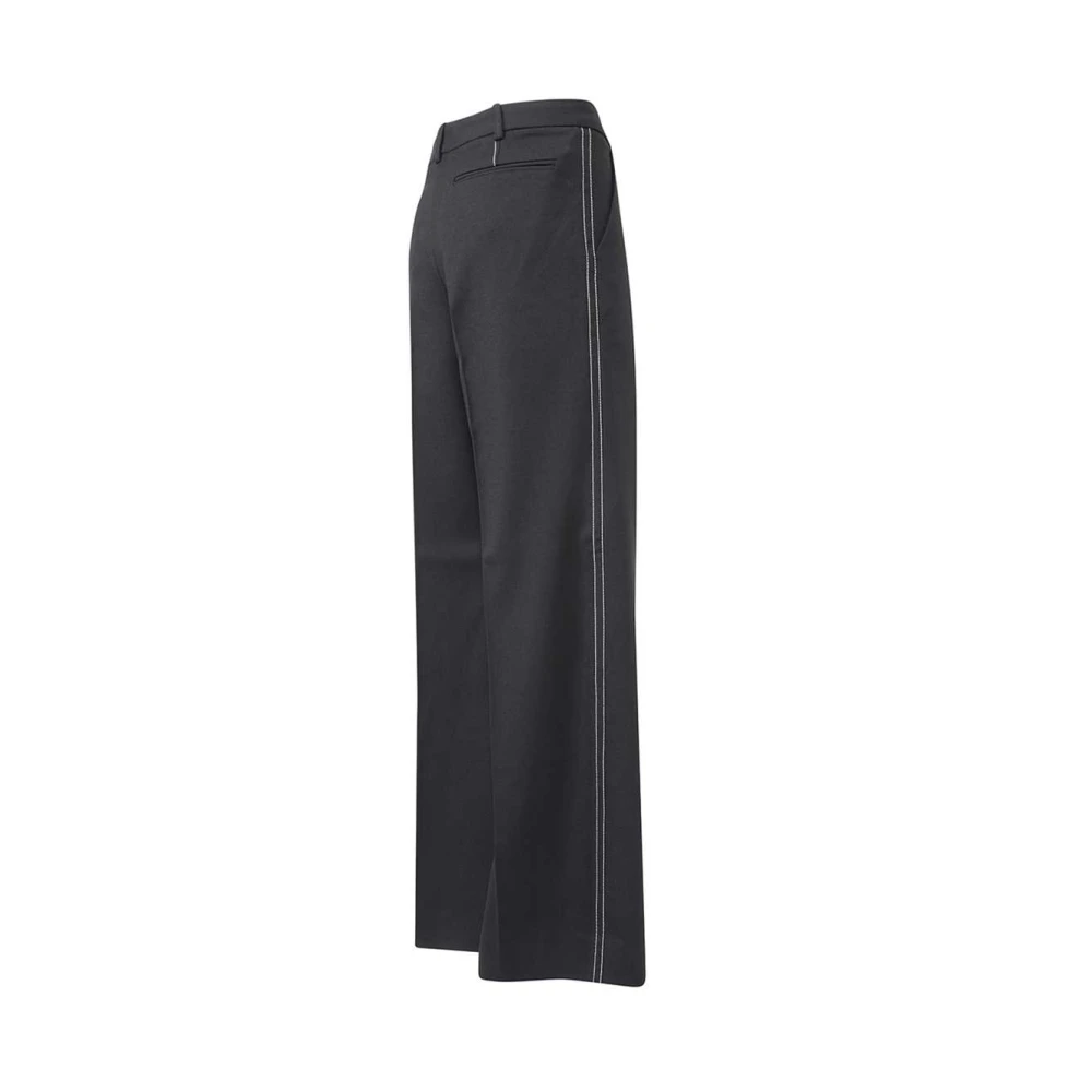 Marine Serre Op maat gemaakte wollen broek met contraststiksels Black Dames