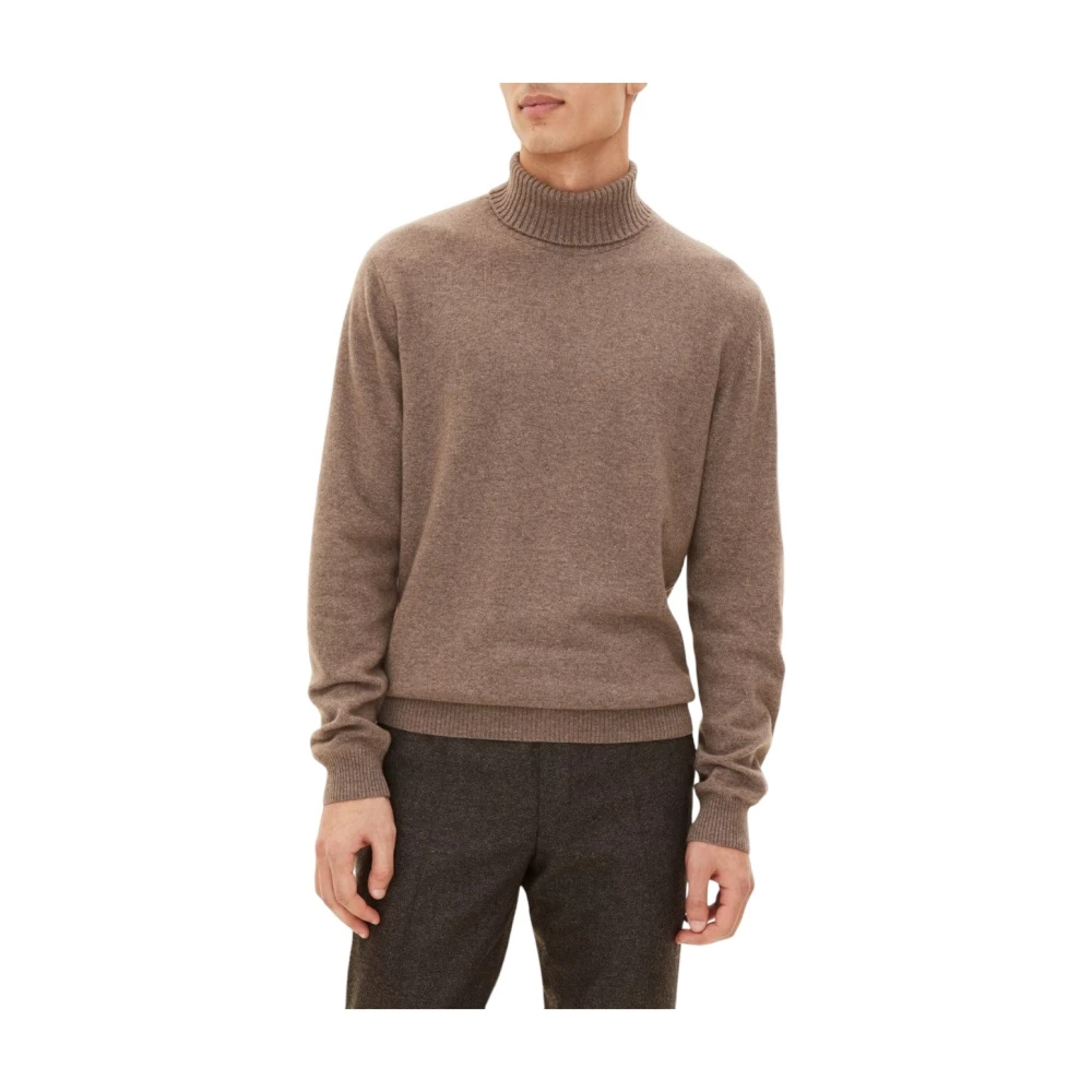 Oscar Jacobson Elegante Wol-Kasjmier Rolkraag Trui Brown Heren