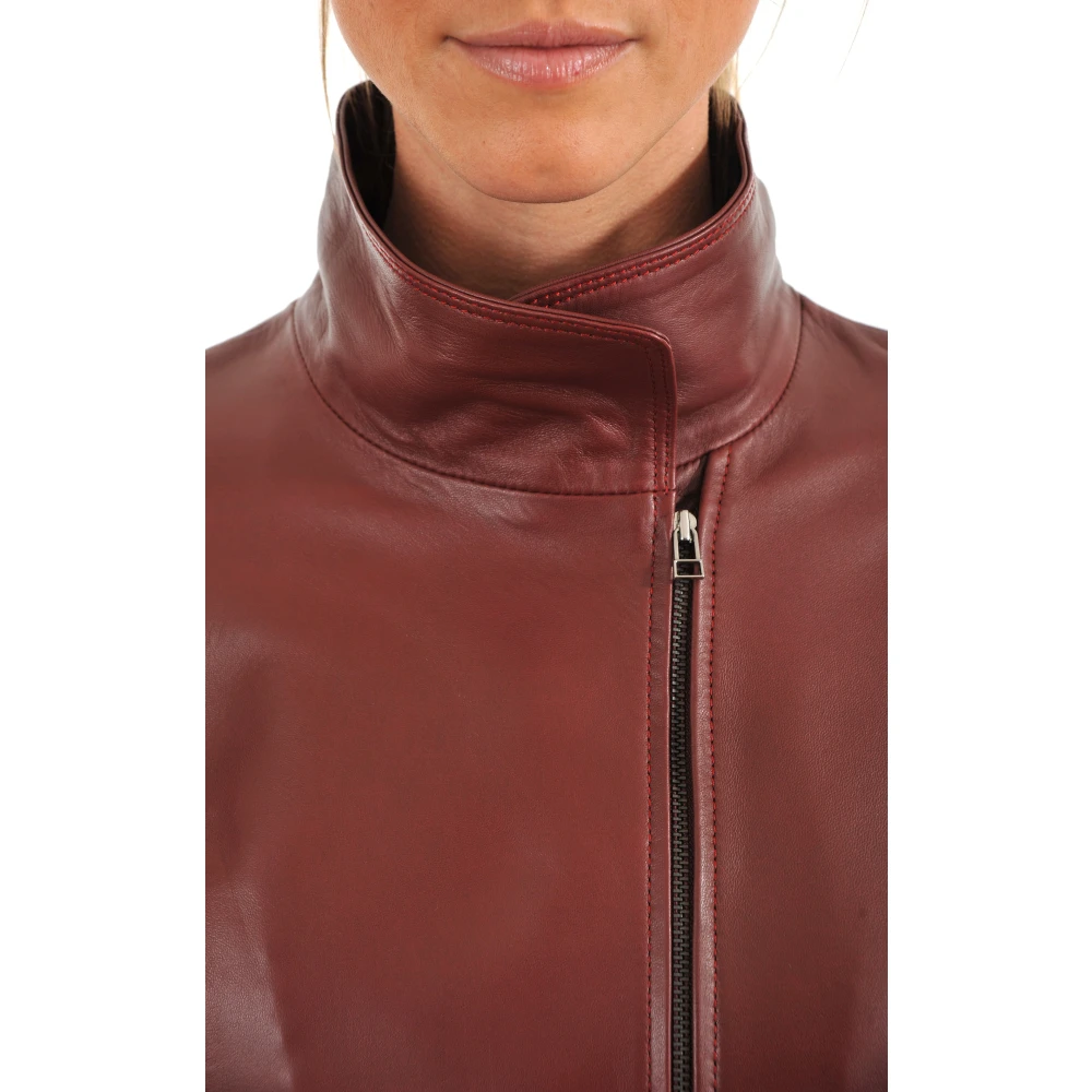 La Canadienne Rode Getailleerde Leren Jas Eco-Vriendelijk Red Dames