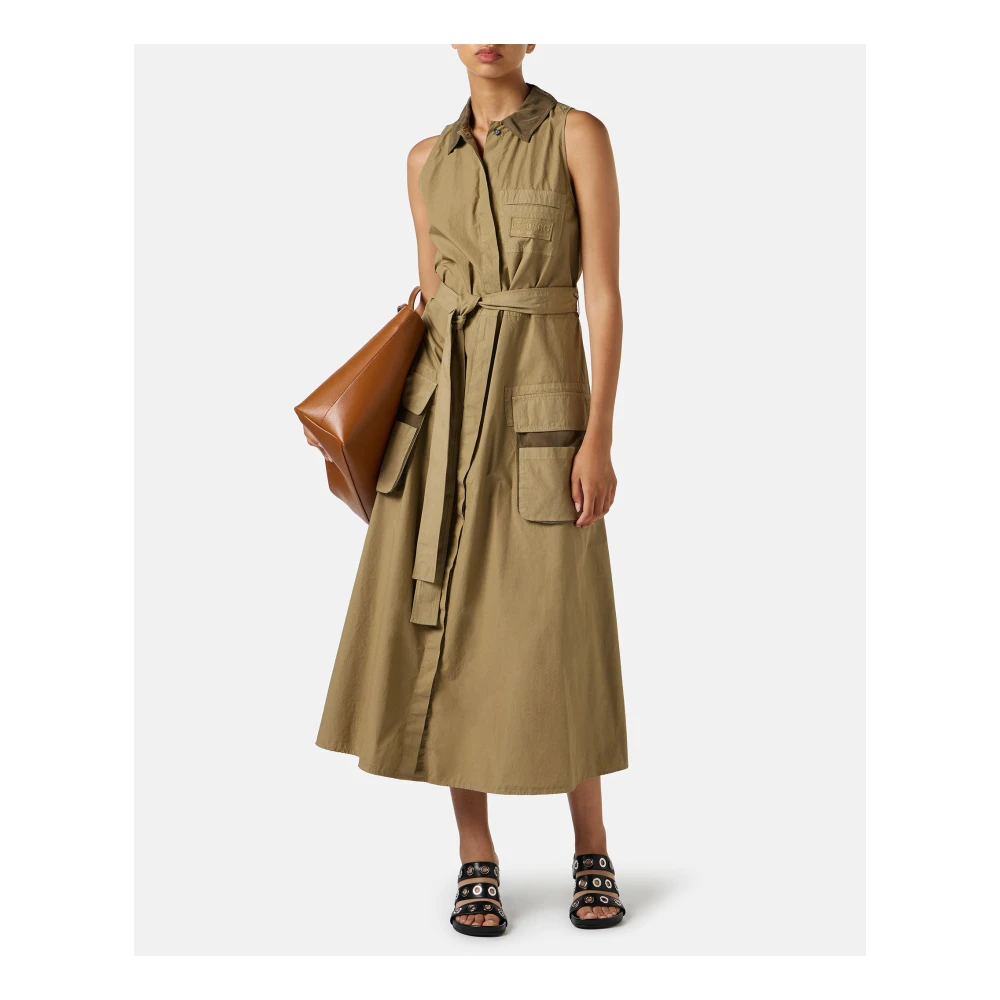 Iceberg Modderkleurige losvallende jurk met afneembare canvas riem Beige Dames
