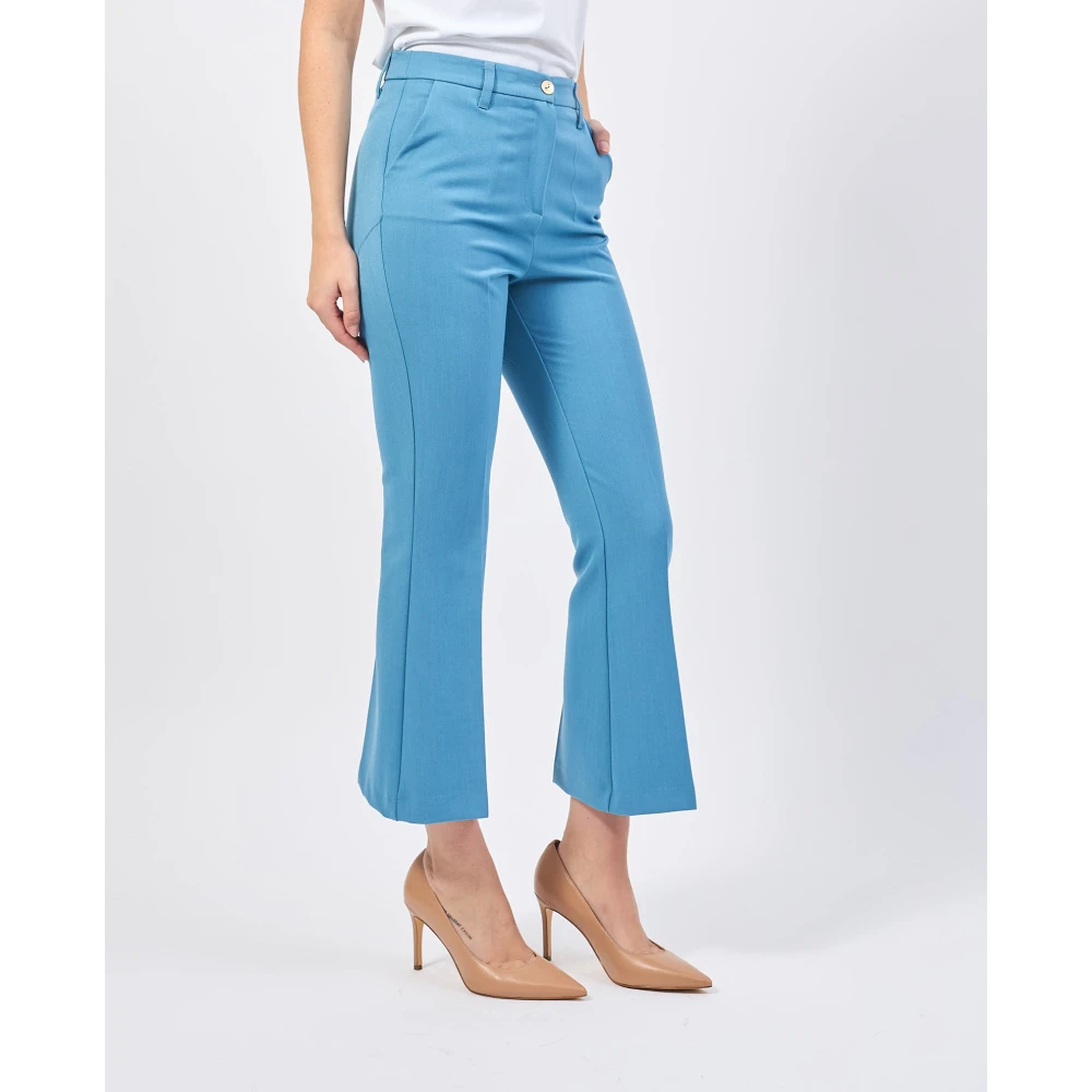 Gaudi Blauwe elastische broek met zakken Blue Dames