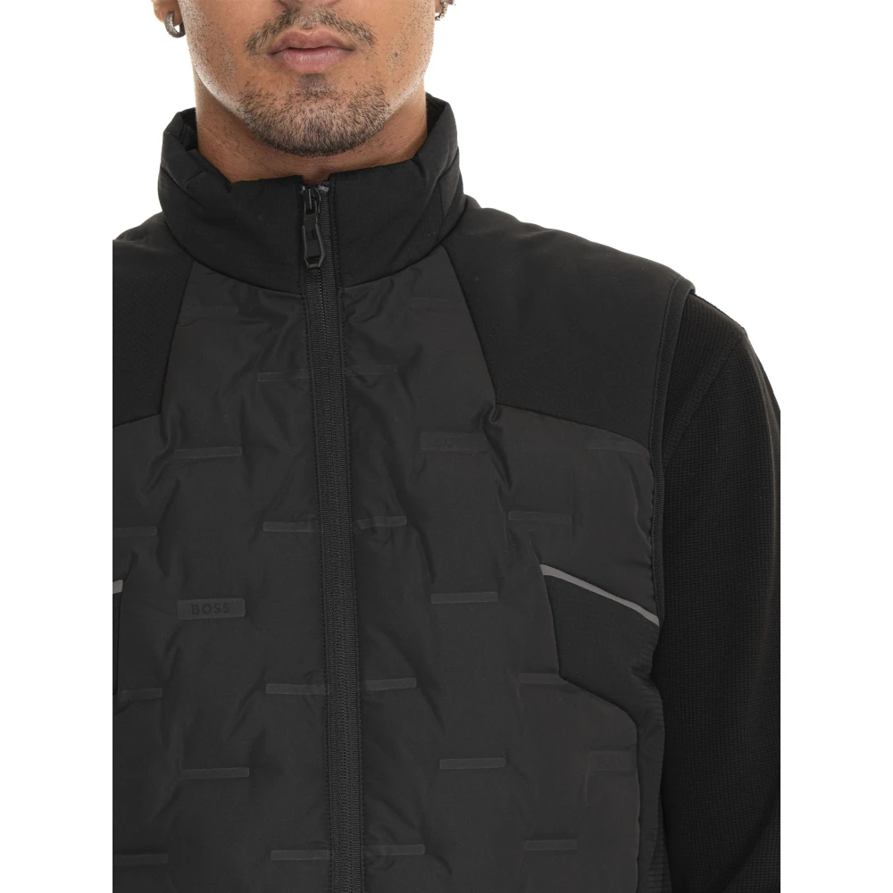 Boss Gewatteerd Vest met Rits en Koordtaille Black Heren