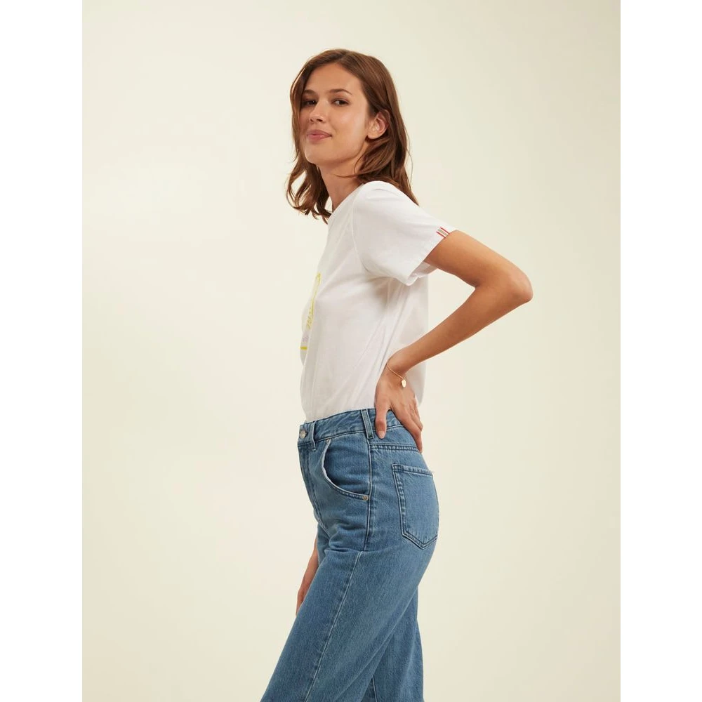 Ines De La Fressange Paris Oscar geel logo T-shirt White Dames