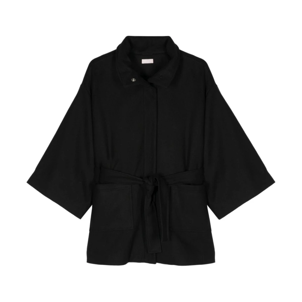 Liu Jo Zwarte Wollen Jas Hoge Hals Black Dames