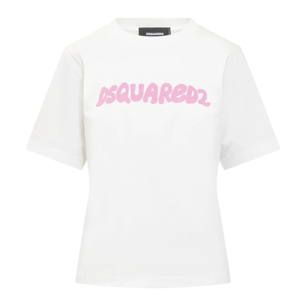 Dsquared2 Women's White T-Shirts, L, Logo Print T-Shirt