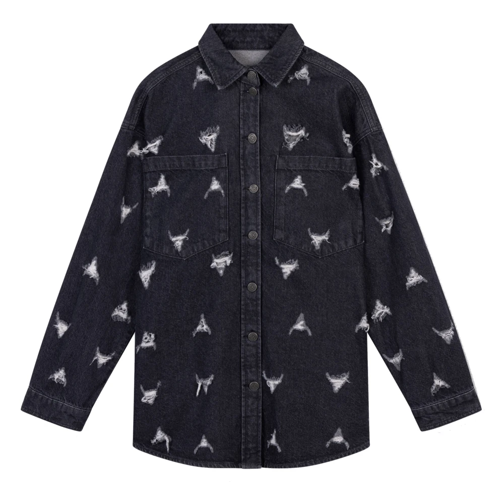 Alix The Label Vernietigde Denim Blouse Gray Dames