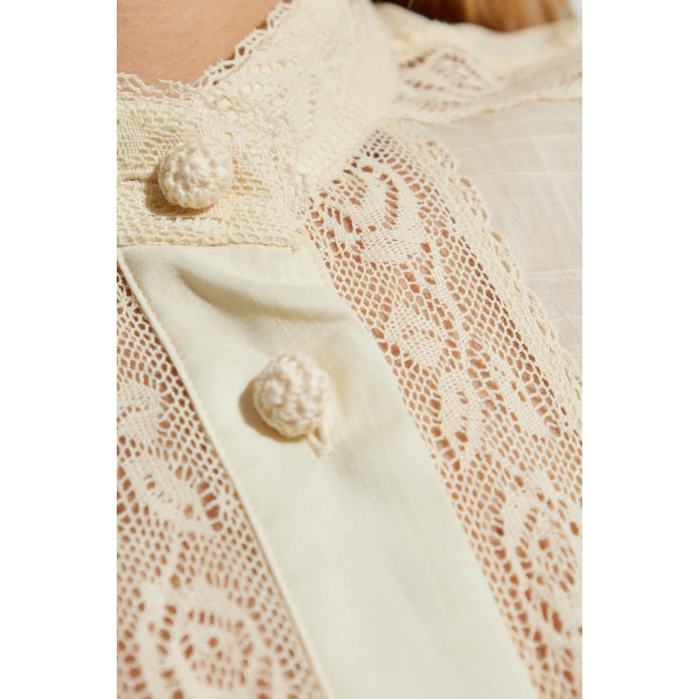 Zimmermann Staande Kraag Shirt Beige Dames