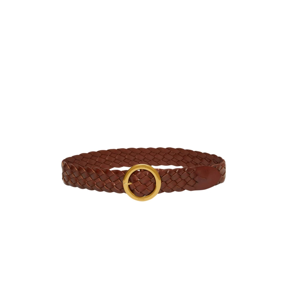Max Mara Weekend Gevlochten leren riem met ronde gesp Brown Dames