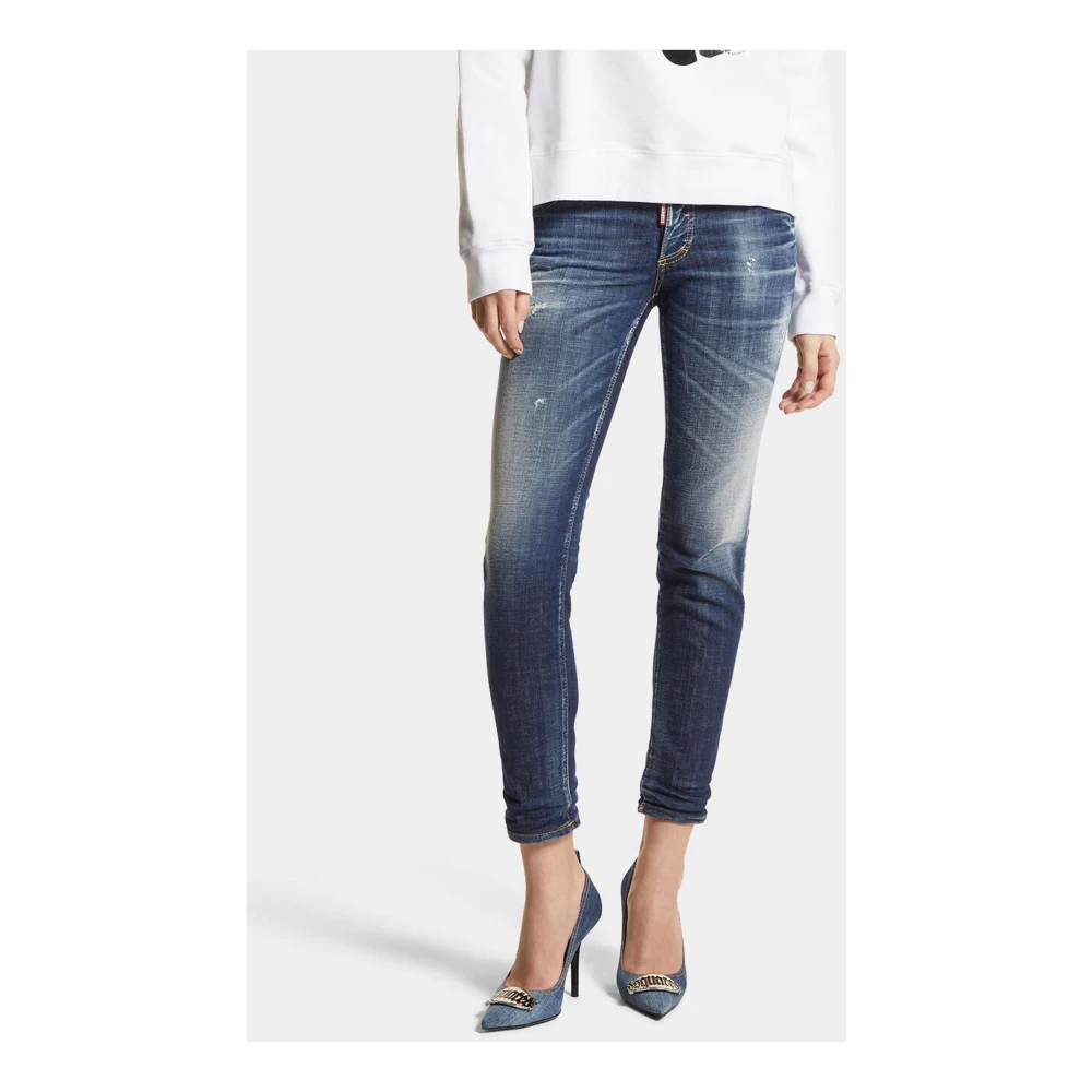 Dsquared2 Blauwe Skinny Cropped Denim Jeans Blue Dames