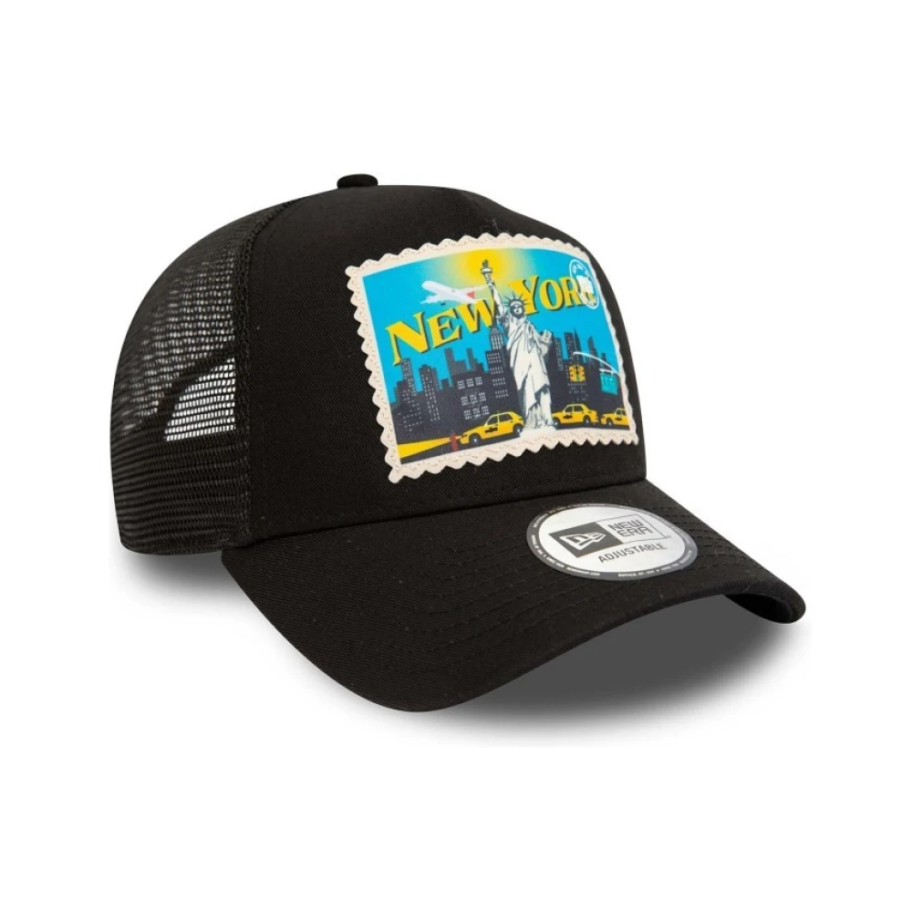 new era Zwarte New York Postkaart Trucker Cap Black Heren