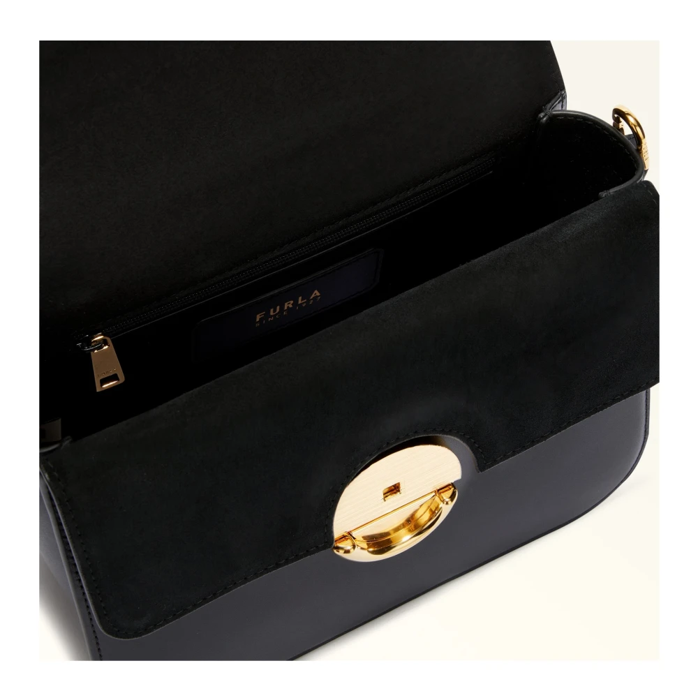 Furla Zwarte leren handtas met Boule-sluiting Black Dames