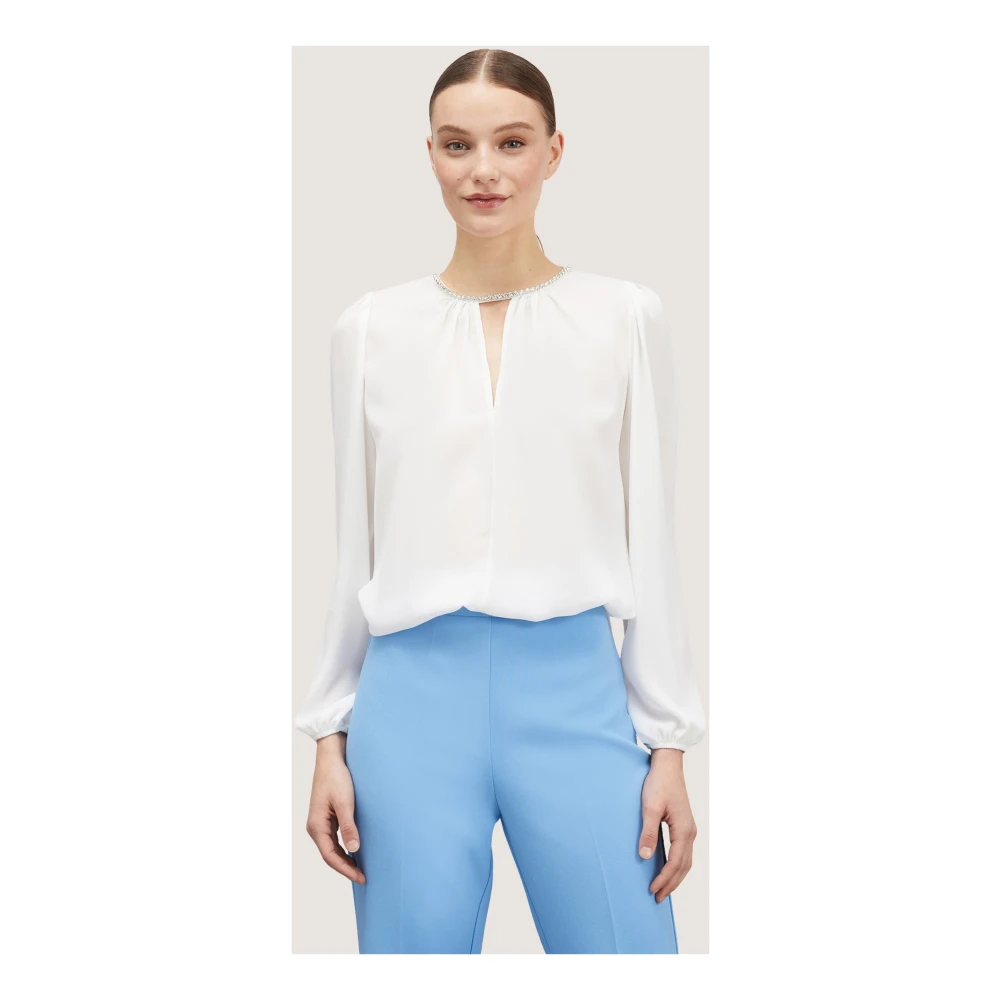 Motivi Elegante Blouse met Kristalversieringen White Dames