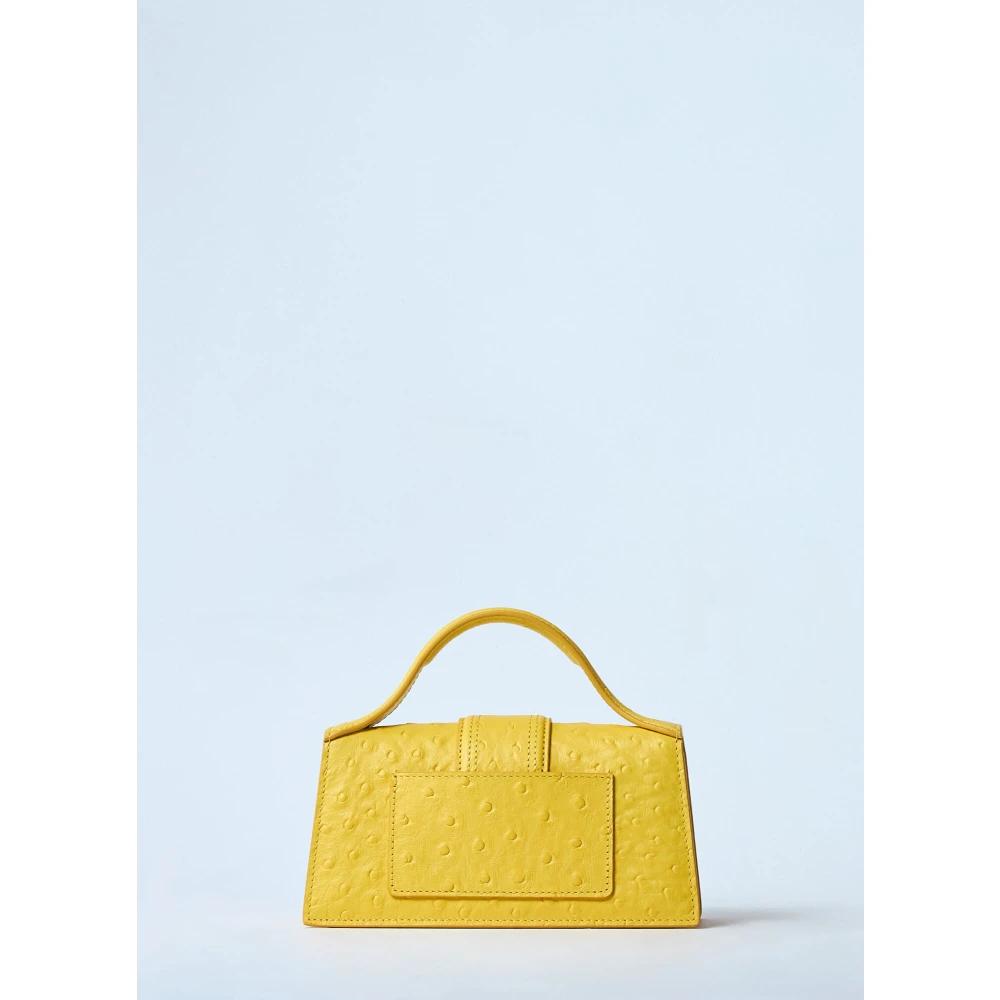 Jacquemus Ostrich-Embossed Lange Schoudertas Yellow Dames