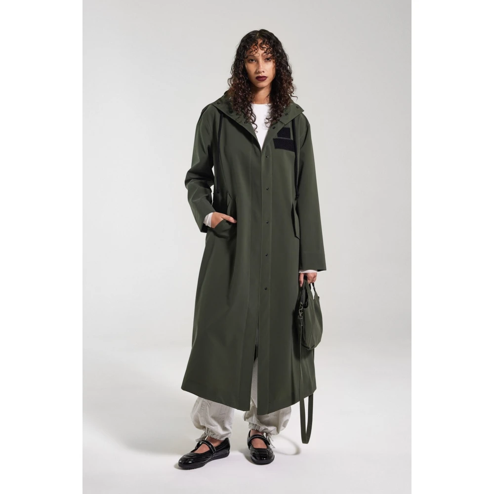 Stutterheim Matte Regenjas met V-Vormige Voorkant Green Dames