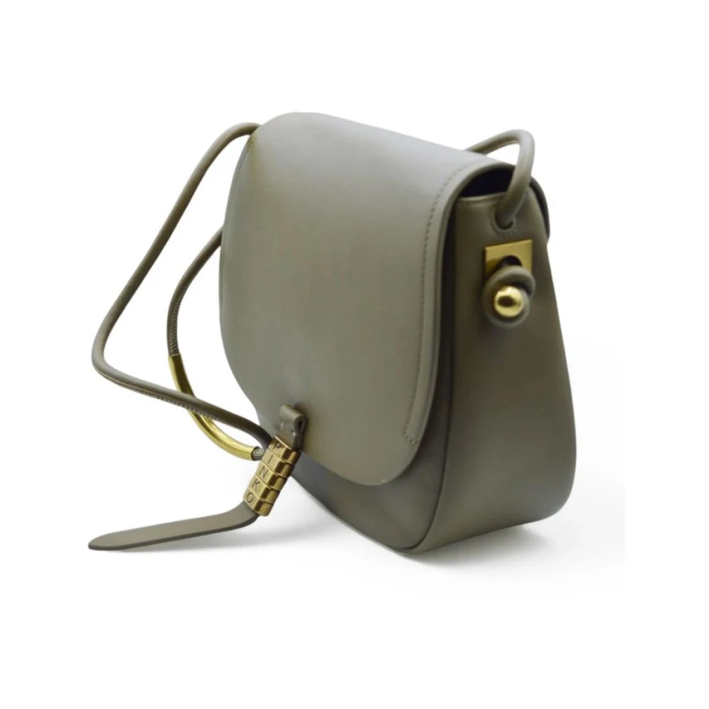 pinko Groene leren crossbodytas met logodetail Green Dames
