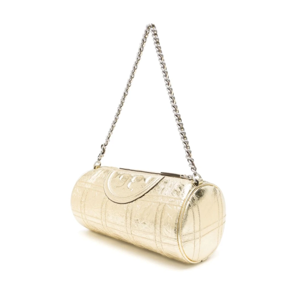TORY BURCH Gouden Gebarsten Leren Tas Beige Dames
