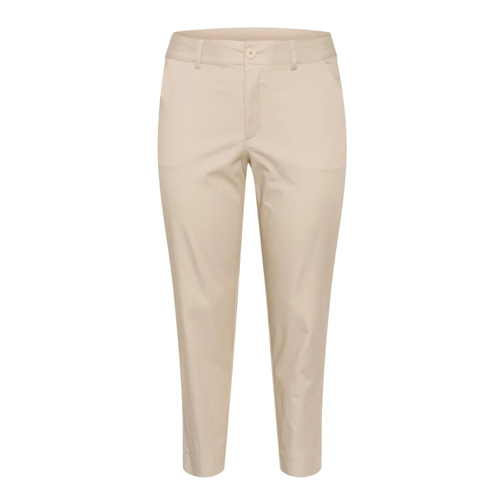 Kaffe Curve Women's Beige Feather Gray Cropped Chino Trousers - Cropped Trousers - 2XL - Trousers