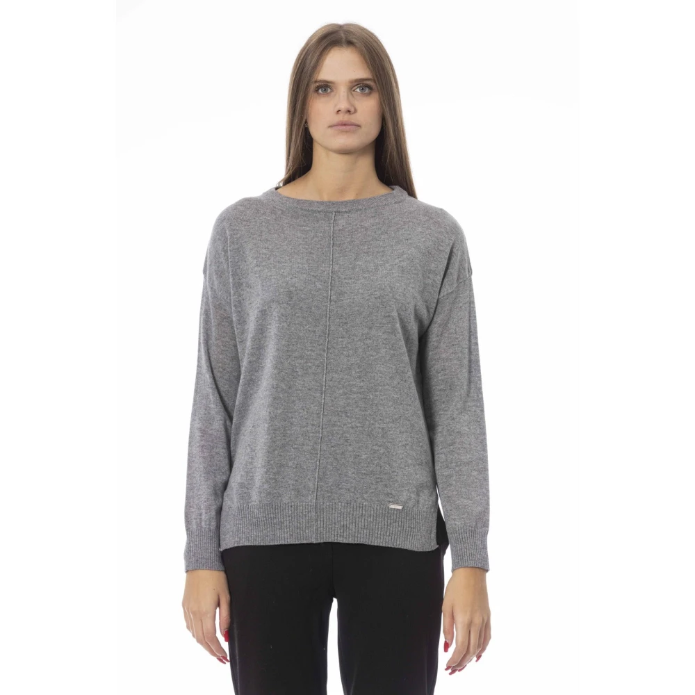 Baldinini Lange Mouw Ronde Hals Trui Gray Dames