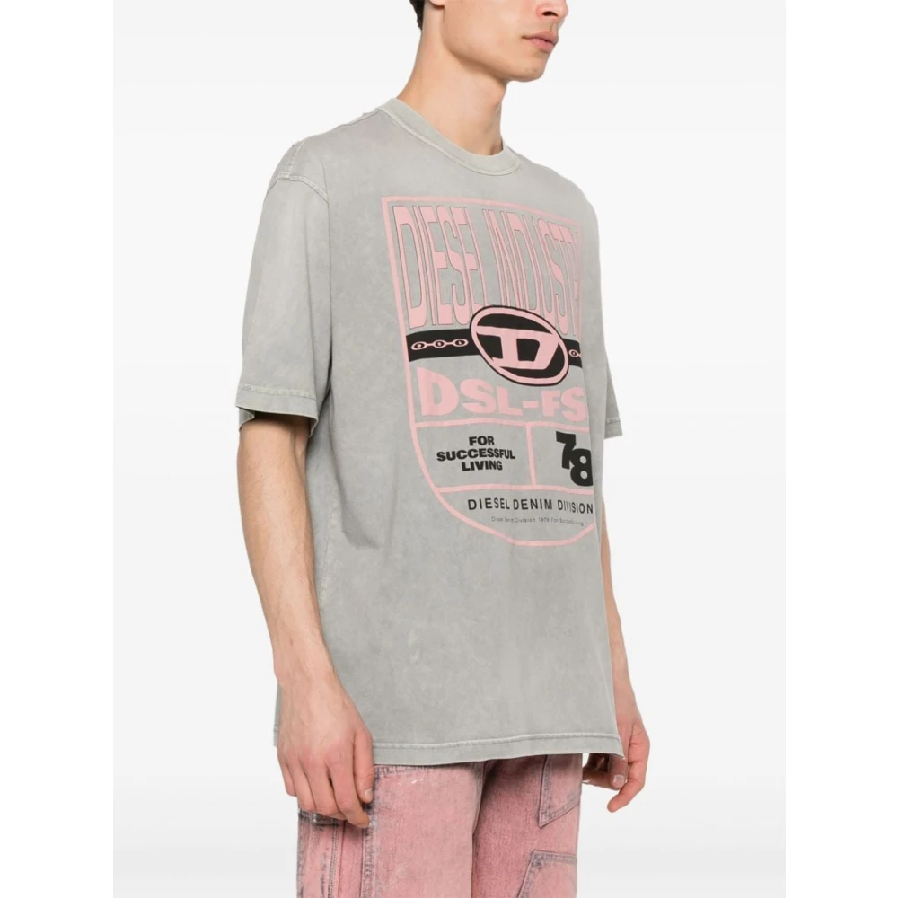 Diesel Mannen Grijze T-Shirts & Polos Ss24 Gray Heren