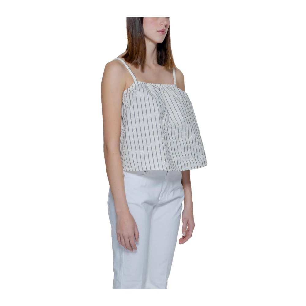 Vero Moda Beige Gestreepte Tank Top White Dames