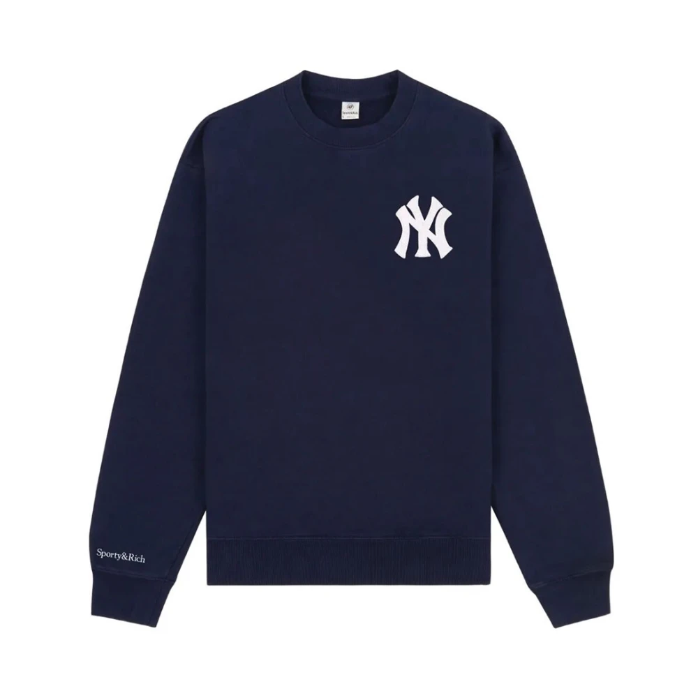 Sporty & Rich Blue Sweatshirts, Male, S, Heritage Yankees Serif Crewneck