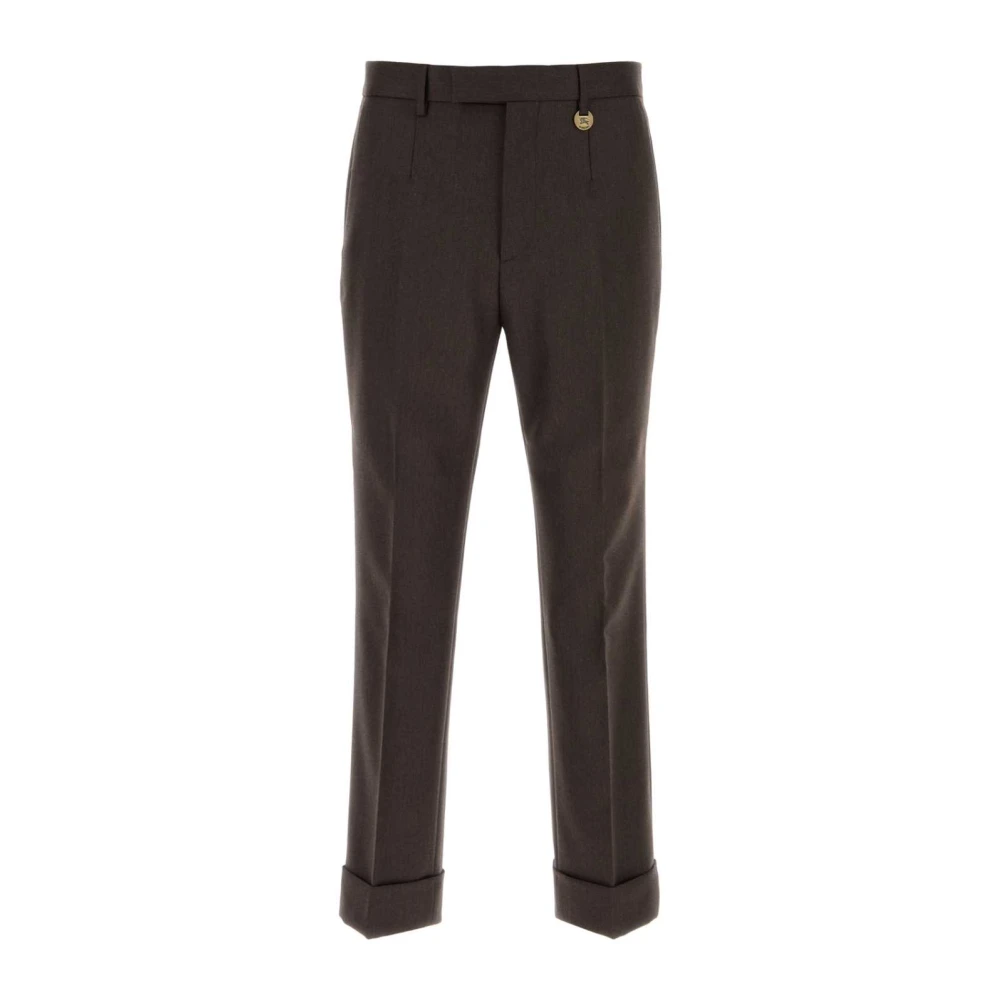 Burberry Men's Brown Wool Tailored Trousers - Suit Trousers - L - Trousers