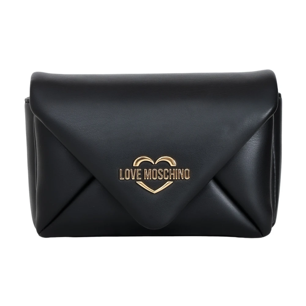 Love Moschino Zwarte schoudertas met gouden logo Black Dames